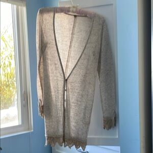 Free people Cream Cardigan with Lace Trim